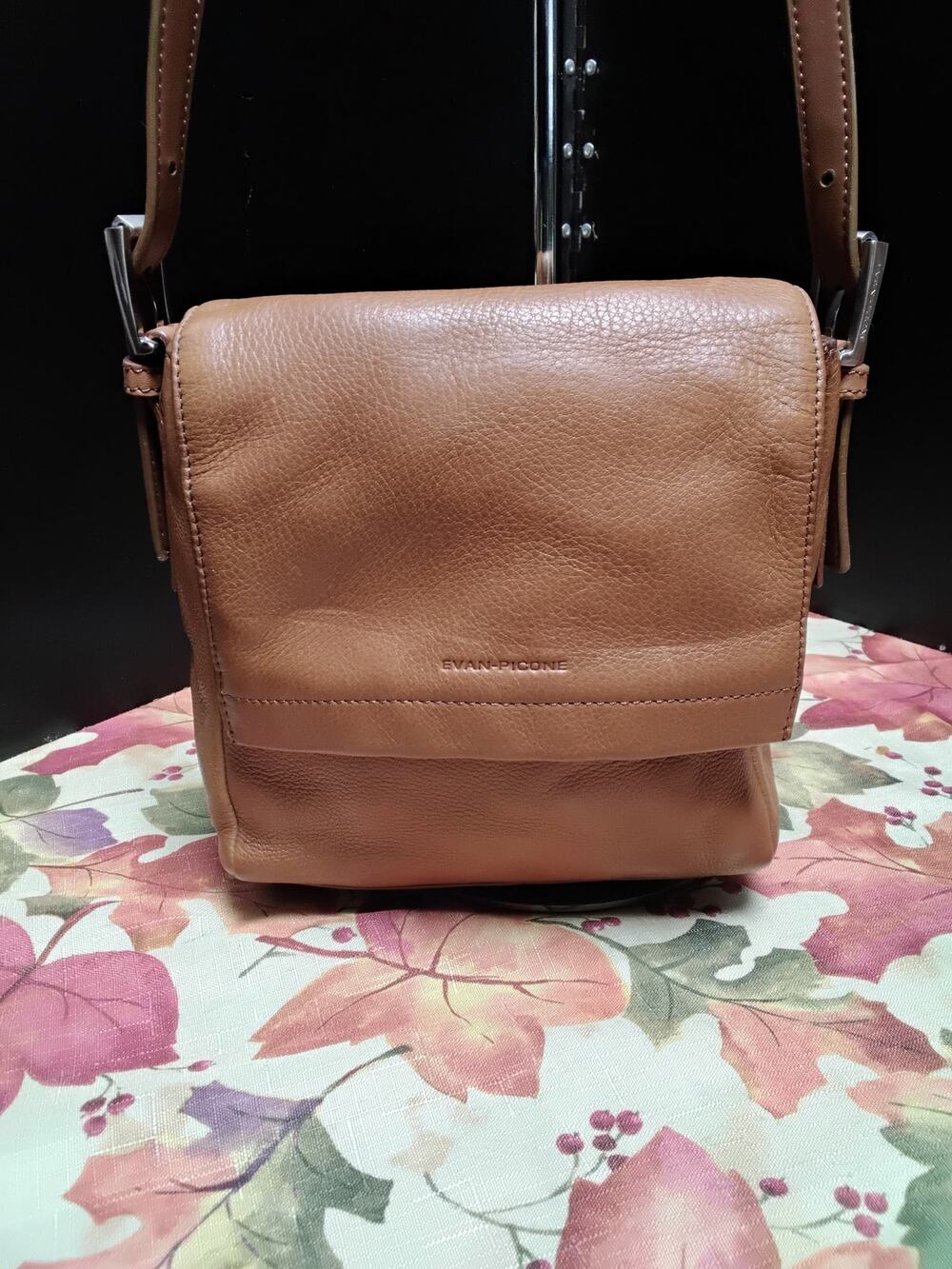 Evan Picone Brown Crossbody Leather Shoulder bag Purse Tote Vintage